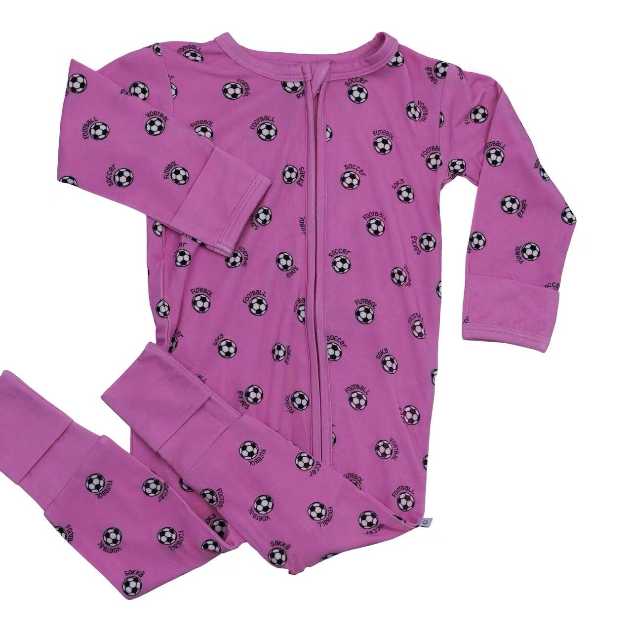 pink bamboo zipper footie girl soccer outfit