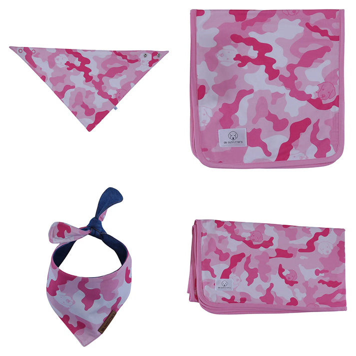 pink camo baby and puppy matching set