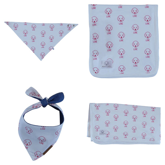 pink obi love baby puppy matching set