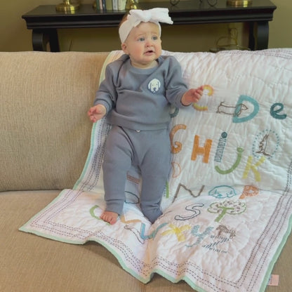 waffle knit kids athletic set