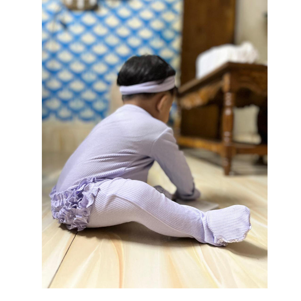 soft waffle lavender zip footie