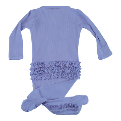 waffle ruffle zipper footie lavender hush for baby girl