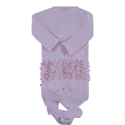 waffle ruffle zipper footie pink cloud