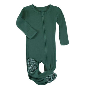 waffle zipper footie forest shadow