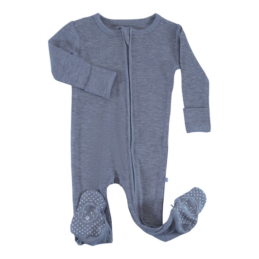 waffle zipper footie slate