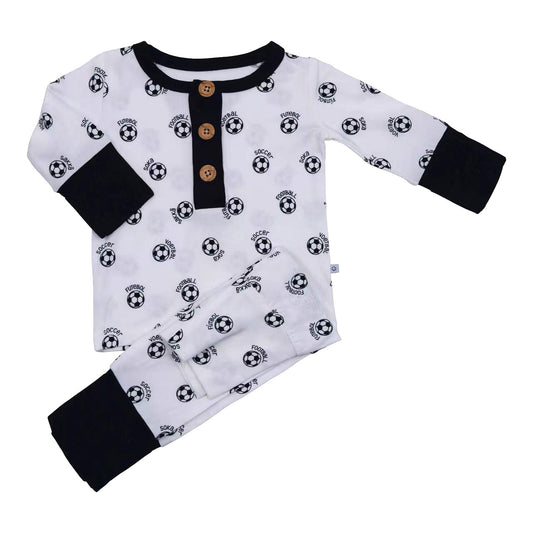 world soccer high contrast bamboo 2 Piece set for baby boy girl