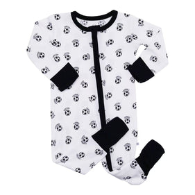 world soccer high contrast bamboo zipper footie for girl