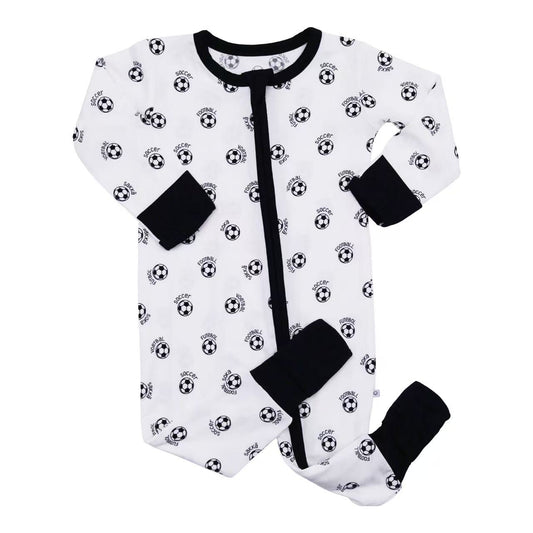 world soccer high contrast bamboo zipper footie for girl